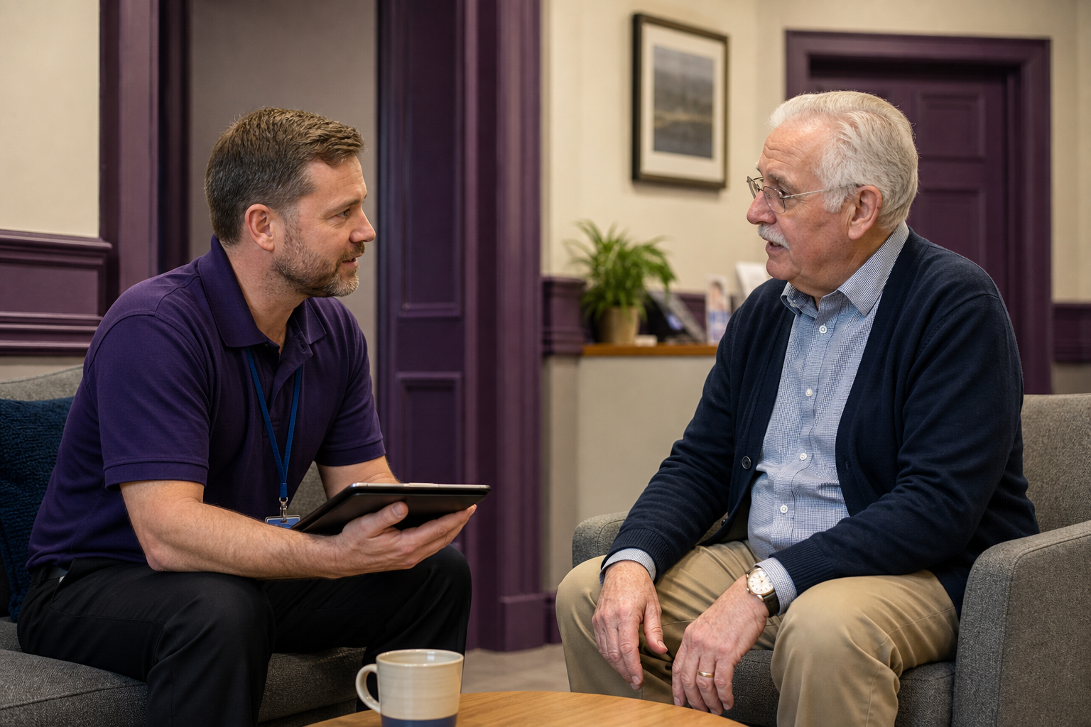 Driving Assessor Discussing Assessment with Elderly Client
