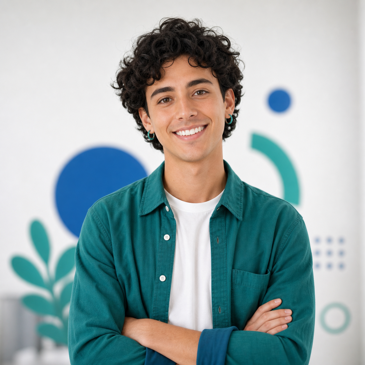 Photograph of Welcoming Smile with Brand Colors